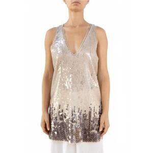 NEW AVIU sleeveless sequined blouse in silver